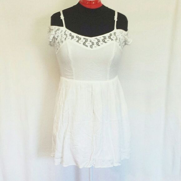 𝅺AMERICAN Rag Cie White Cold Shoulder Mini Dress S - Picture 1 of 8